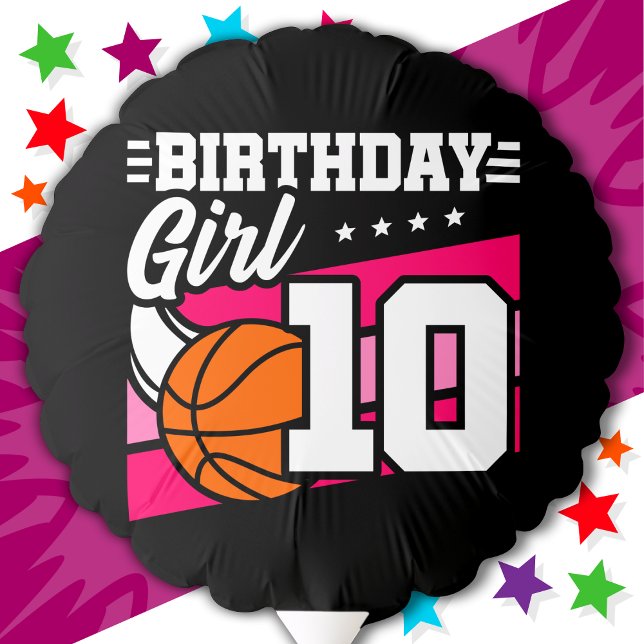 10 Year Old Basketball Party 10th Birthday Girl Balloon (Creator Uploaded)