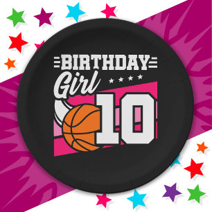 10 Year Old Basketball Party 10th Birthday Girl Paper Plates