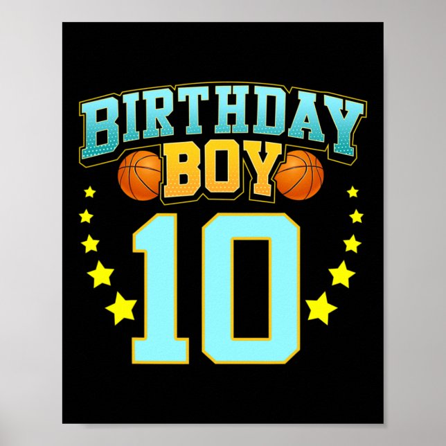 10 Year Old Basketball Player 10th Birthday Party  Poster (Front)