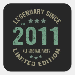 10 Year Old Bday 2011 Legend Since 10th Birthday Square Sticker