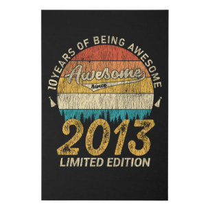 10 Year Old Bday 2013 Awesome Since 10th Birthday Faux Canvas Print