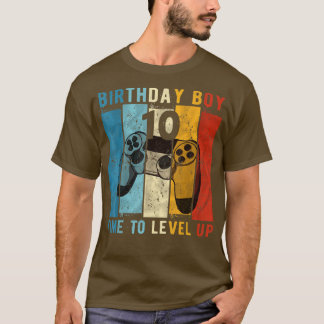 10 Year Old Birthday Boy 10 Time to Level Up 10th T-Shirt