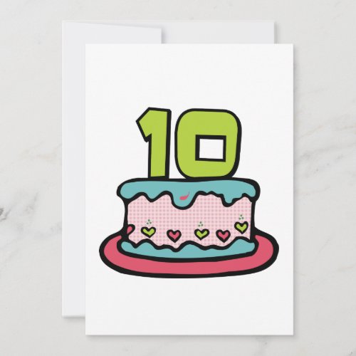 10 Year Old Birthday Cake Card