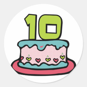 10 Year Old Birthday Cake Classic Round Sticker