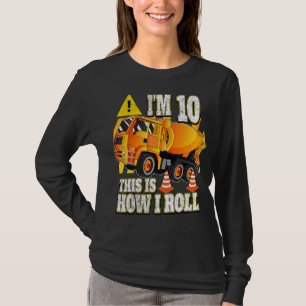 10 Year Old Birthday  Concrete Mixer Truck T-Shirt