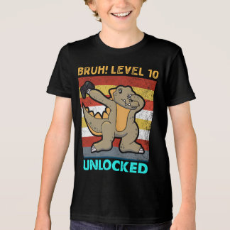 10 Year Old Birthday Dabbing Dinosaur Bruh 10 leve Tri-Blend Shirt