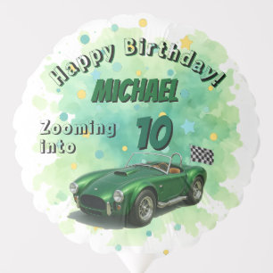 10 Year Old Birthday Party Green Racing Car Balloon