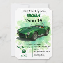10 Year Old Birthday Party Green Racing Car