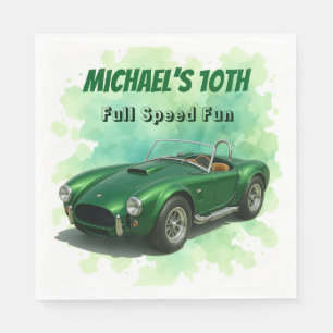 10 Year Old Birthday Party Green Racing Car Napkins