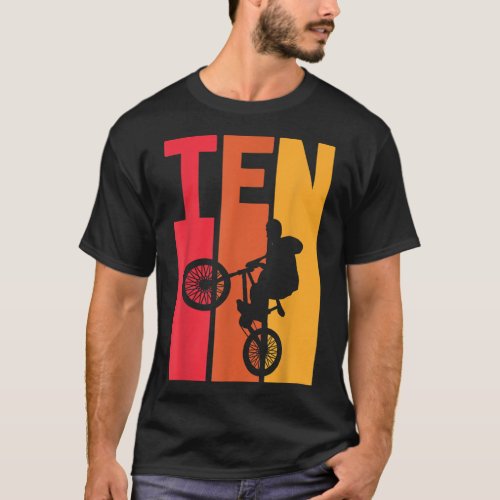 10 Year Old BMX Birthday Gift Party Boys Dirt Biki T_Shirt