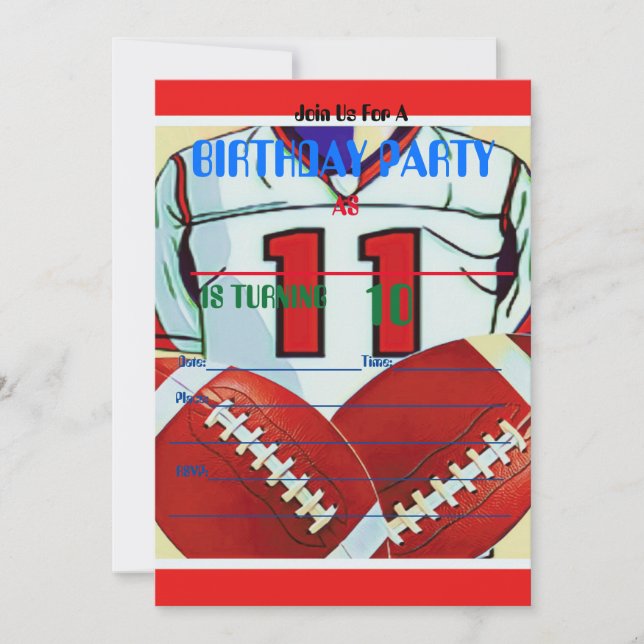 10 Year Old Boy Football Birthday Invitation (Front)