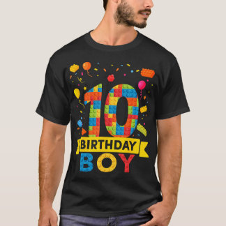 10 Year Old Building Blocks 10Th Birthday Boy T-Shirt