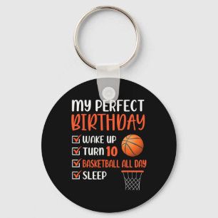 10 Year Old Bysketbyll Birthday Party 10th Boy Bda Keychain