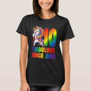 10 Year Old Fabulous Since 2013 10th Birthday Uni T-Shirt