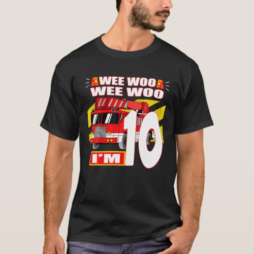 10 Year Old Fire Truck Birthday T_Shirt