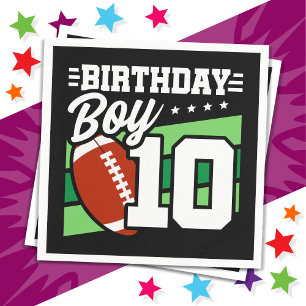 10 Year Old Football Party Theme 10th Birthday Boy Napkins