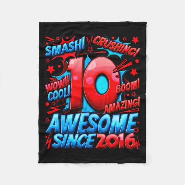 10 Year Old For Boys 10th Birthday Boy 10 Year Old Fleece Blanket (Front)