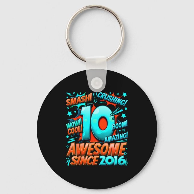 10 Year Old For Boys 10th Birthday Boy 10 Year Old Keychain (Front)