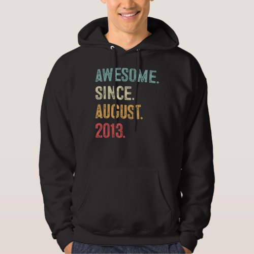 10 Year Old Gift Awesome Since August 2013 10th Bi Hoodie