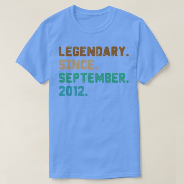 10 Year Old Gift Legend Since September 2012 10th  T-Shirt (Design Front)