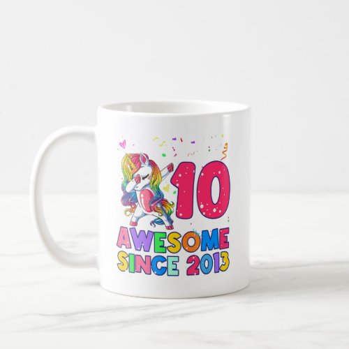 10 Year Old Gifts Dabbing Unicorn Rainbow 10th Bir Coffee Mug