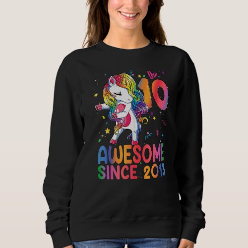 10 Year Old Gifts Girls Teens Dabbing Unicorn 10th Sweatshirt