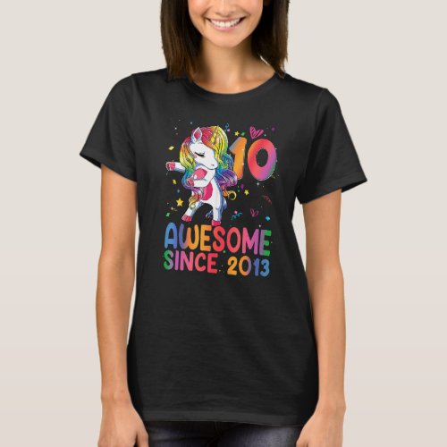 10 Year Old Gifts Girls Teens Dabbing Unicorn 10th T_Shirt