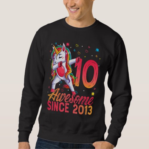 10 Year Old Girl Birthday Unicorn Dabbing 10th Bir Sweatshirt