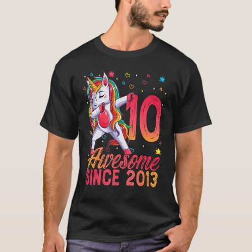 10 Year Old Girl Birthday Unicorn Dabbing 10th Bir T_Shirt
