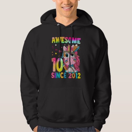 10 Year Old  Girl Teens Cute Unicorn Boho 10th Bir Hoodie