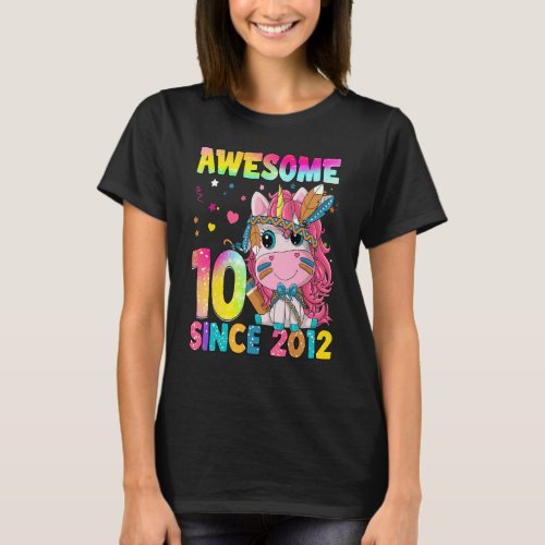 10 Year Old  Girl Teens Cute Unicorn Boho 10th Bir T_Shirt