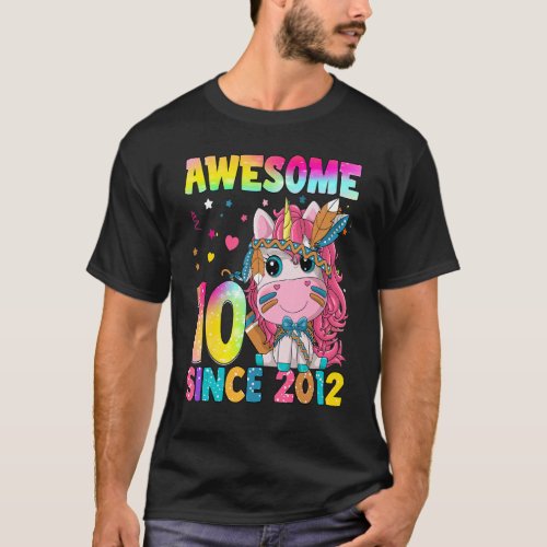 10 Year Old  Girl Teens Cute Unicorn Boho 10th Bir T_Shirt