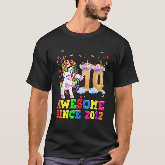 10 Year Old Girls Unicorn Flossing 10th Birthday P T-Shirt (Front)