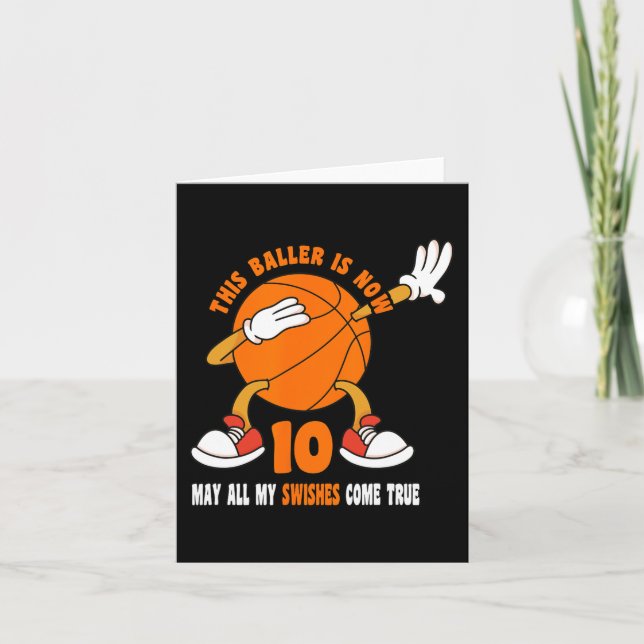 10 Year Old Happy 10th Birthday Basketball 10th Bi Card (Front)