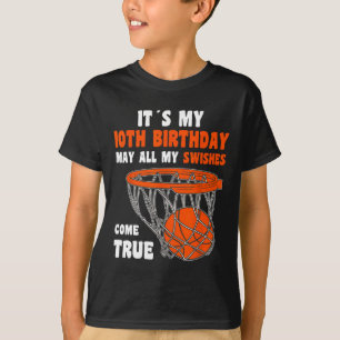10 Year Old Happy 10th Birthday Basketball 10th Bi T-Shirt