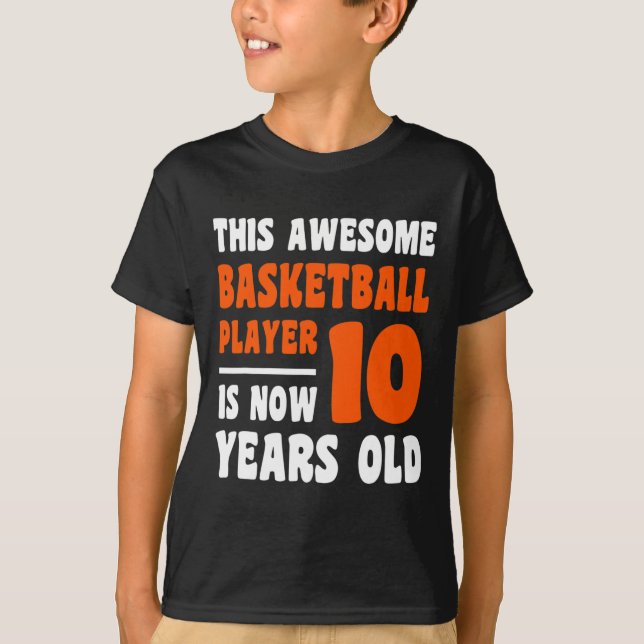 10 Year Old Happy 10th Birthday Basketball 10th Bi T-Shirt (Front)
