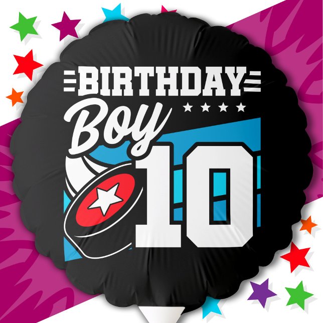 10 Year Old Hockey Party Theme 10th Birthday Boy Balloon (Creator Uploaded)