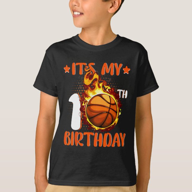 10 Year Old It's My 10th Birthday Basketball  T-Shirt (Front)