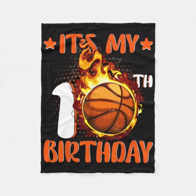 10 Year Old It's My 10th Birthday Bysketbyll  Fleece Blanket (Front)