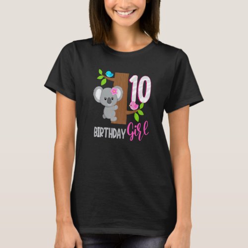 10 Year Old Koala Birthday Koalafied Girl 10th Bir T_Shirt
