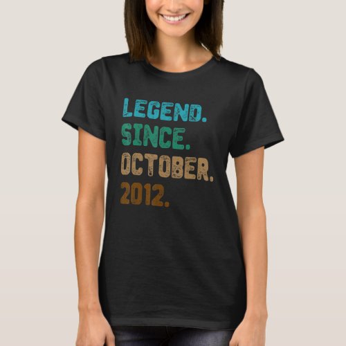 10 Year Old  Legend Since October 2012 10th Birthd T_Shirt