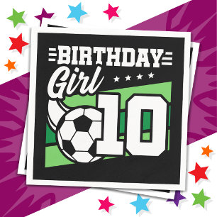 10 Year Old Soccer Football 10th Birthday Girl Napkins