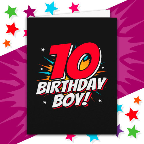 10 Year Old Superhero Birthday Boy 10th Birthday Card