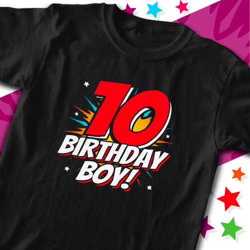 10 Year Old Superhero Birthday Boy 10th Birthday T_Shirt