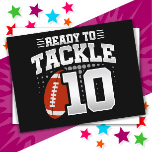 10 Year Old Tackle Football Party 10th Birthday Postcard