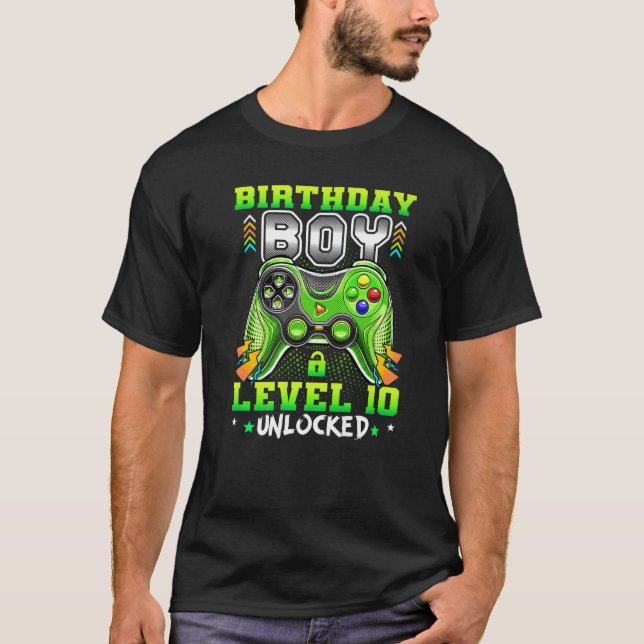 10 Year Old Video Games Gaming Level 10 Birthday B T-Shirt (Front)