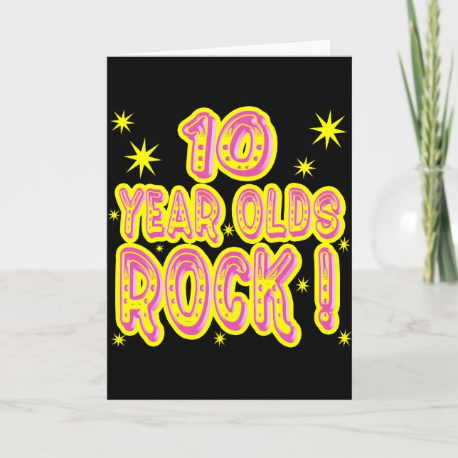 10 Year Olds Rock! (Pink) Greeting Card (Front)
