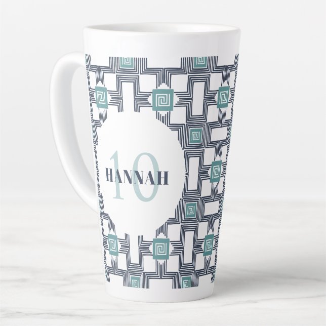 10 year Sobriety Birthday 17oz Latte Mug (Left Angle)