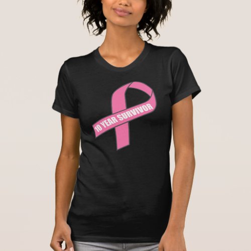 10 Year Survivor Breast Cancer Pink Ribbon T_Shirt