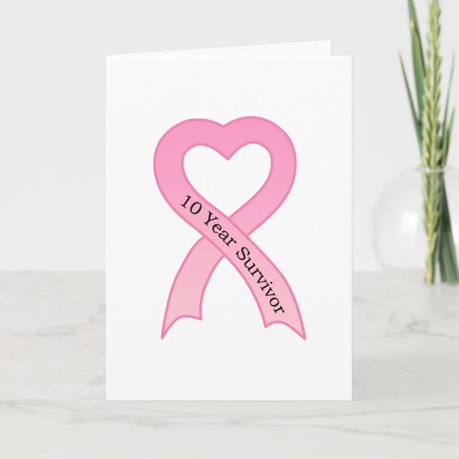 10 Year Survivor Pink Ribbon Greeting Card (Front)